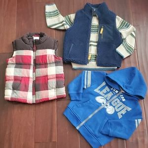 Boys 3T lot Carter's Gymboree Vest Sweater Hoodie